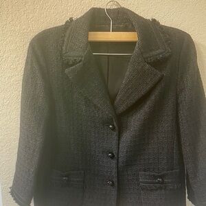 Classic Black Tweed Women's Blazer Jacket